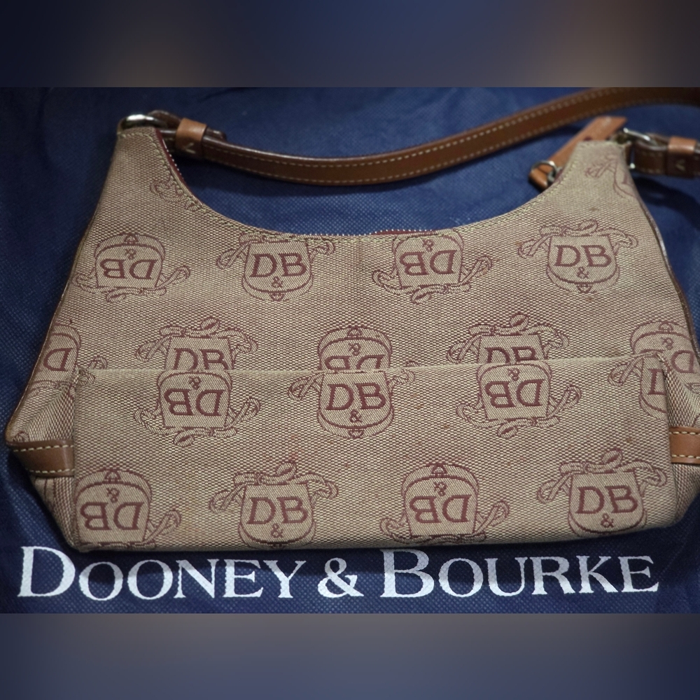 Dooney & Bourke Signature DB Jacquard Small Hobo Shoulder Bag Brown